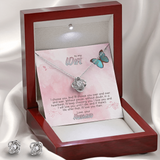 To My Wife Love Knot Necklace & Earring Set Message Card