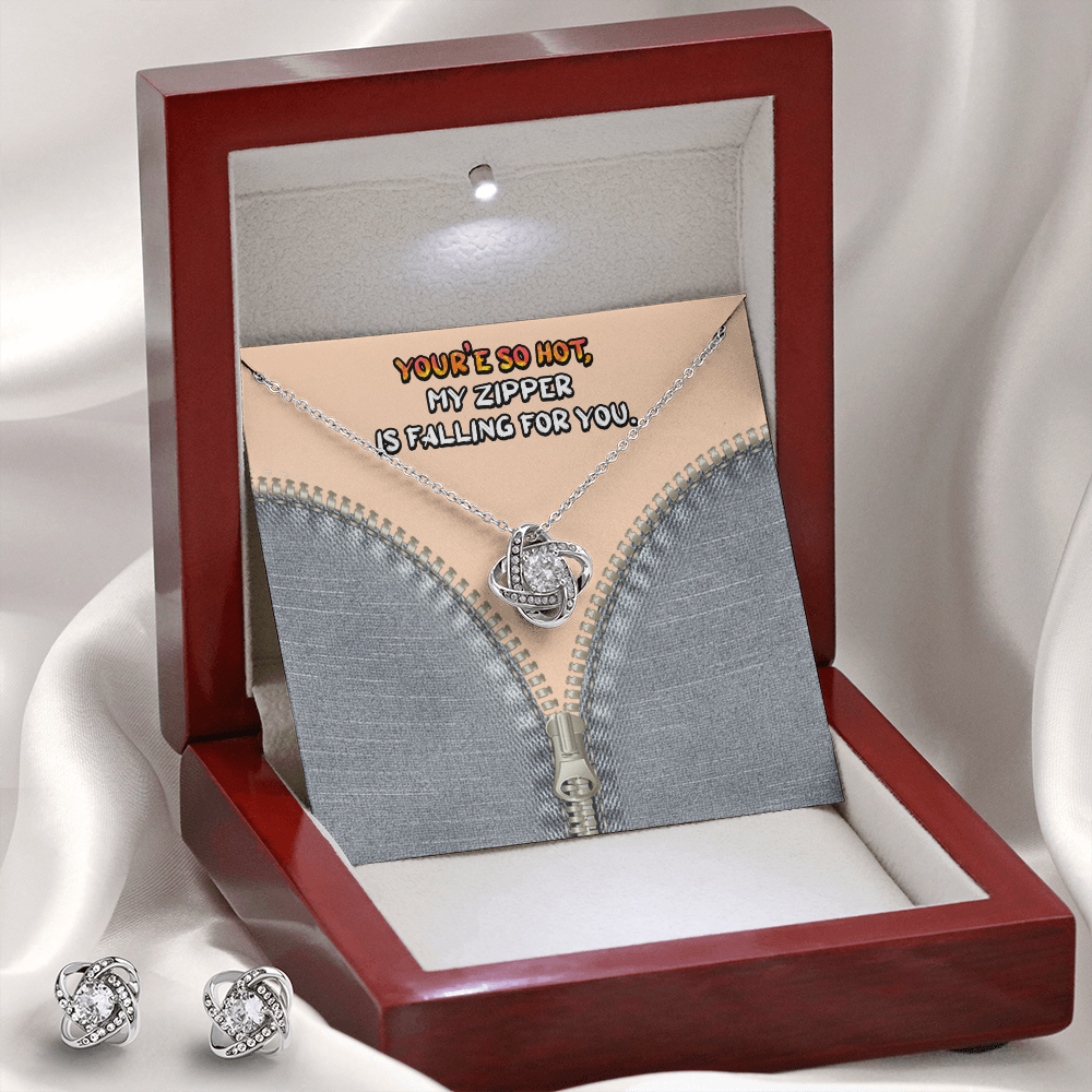 You're So Hot Love Knot Necklace & Earring Set Message Card