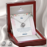 To My Wife Love Knot Necklace & Earring Set Message Card