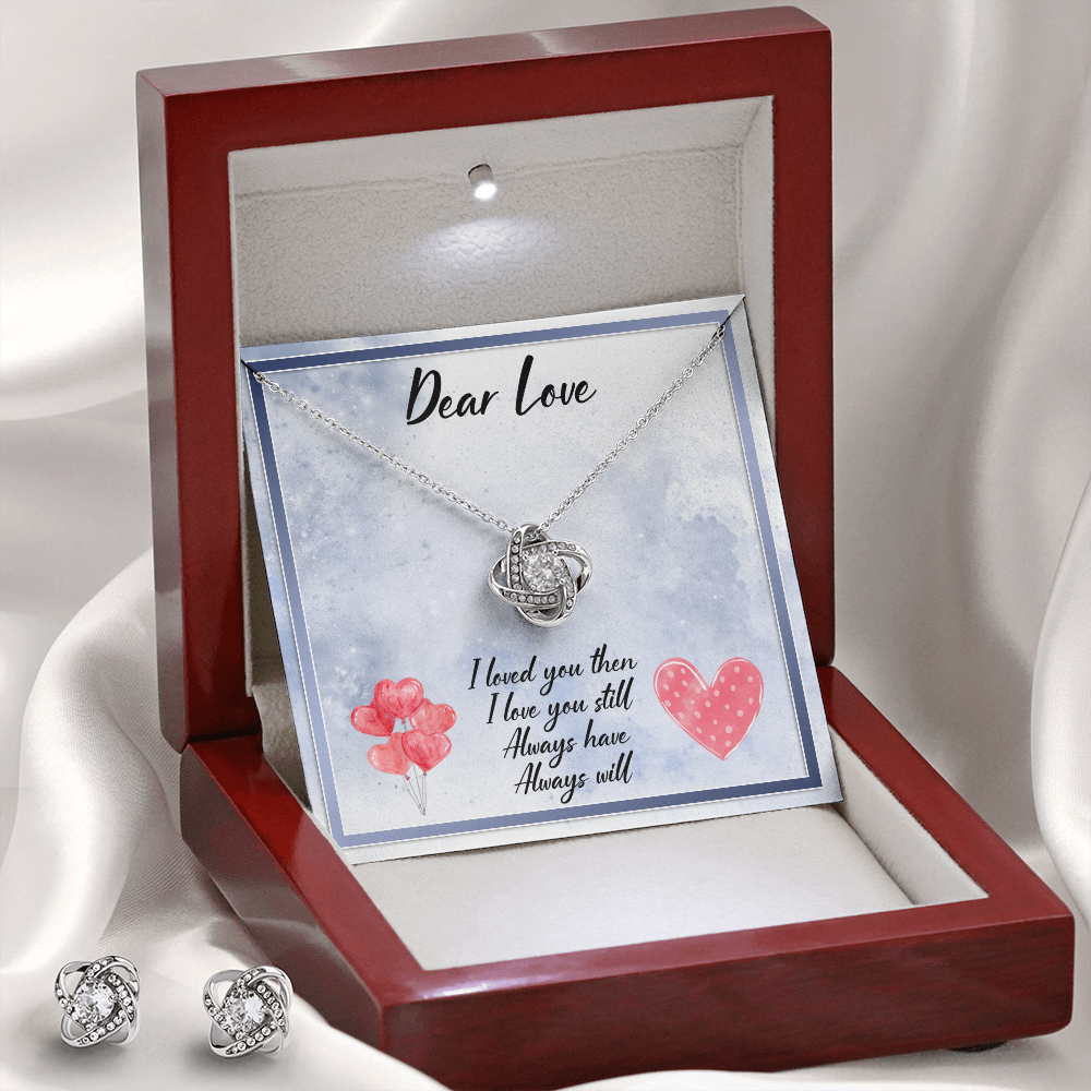 Dear Love Love Knot Necklace & Earring Set Message Card