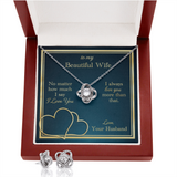 To My Beautiful Wife Love Knot Necklace & Earring Set Message Card