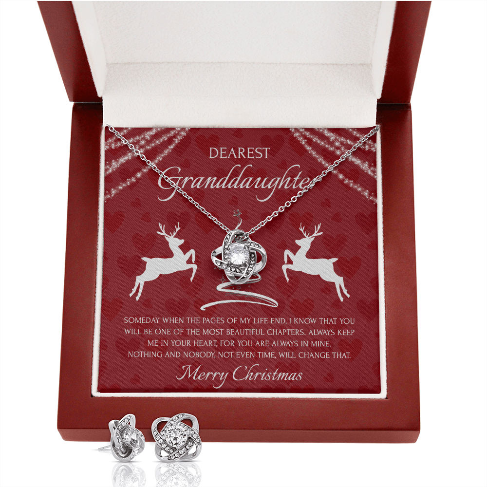 Dearest Granddaughter Love Knot Earring & Necklace Set Message Card