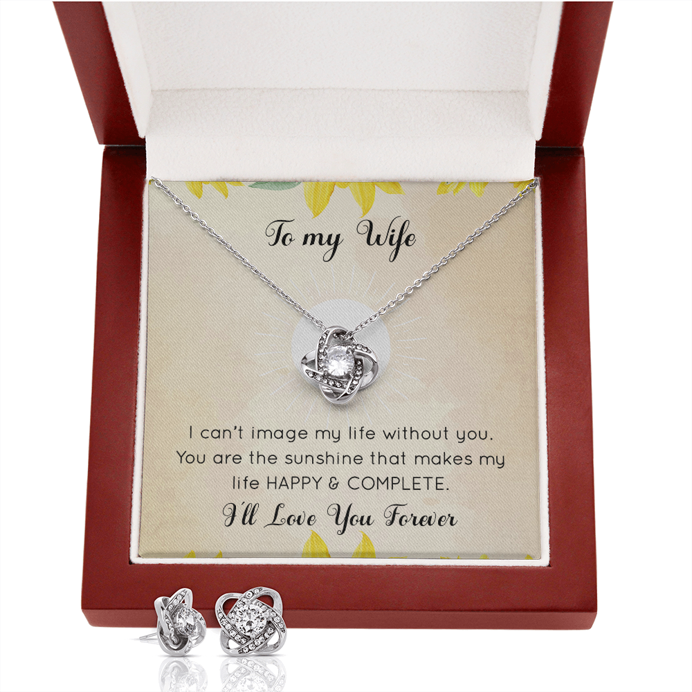 Happy New Years Love Knot Necklace & Earring Set Message Card