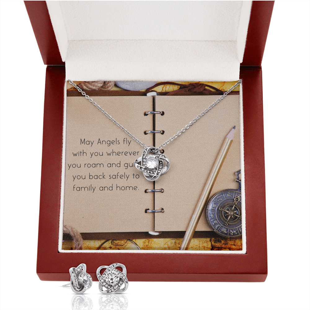 May Angels Fly Love Knot Necklace & Earring Set Message Card