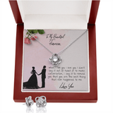 To My Beautiful Fiancé Love Knot Necklace & Earring Set Message Card