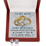 To My Wife Love Knot Earring & Necklace Set Message Card