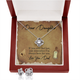 Dear Daughter Love Knot Earring & Necklace Set Message Card