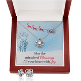 Merry Christmas Love Knot Earring & Necklace Set Message Card