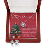 Merry Christmas Love Knot Earring & Necklace Set Message Card