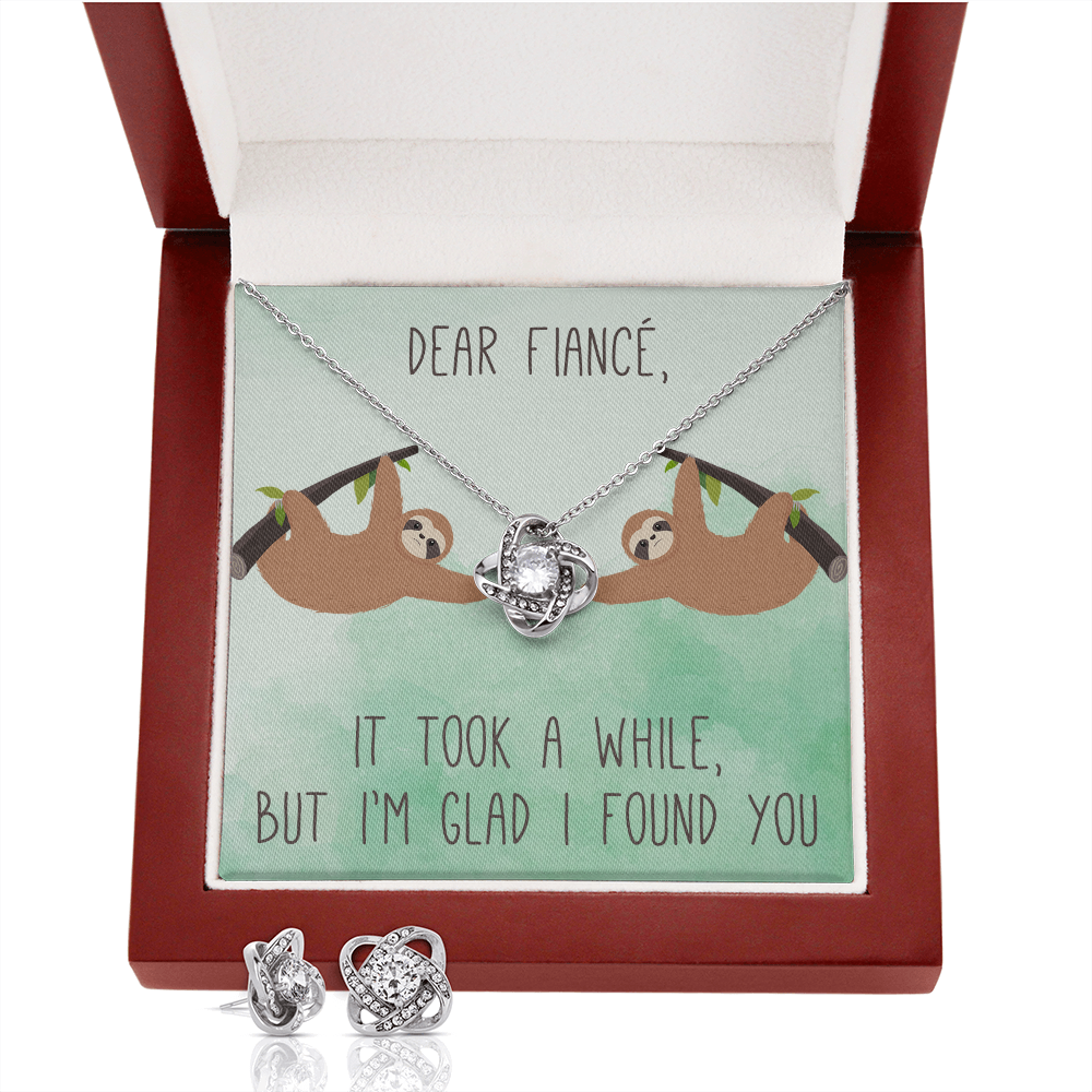 Dear Fiancé Love Knot Necklace & Earring Set Message Card