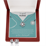 To A Special Nurse Love Knot Necklace & Earring Set Message Card