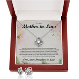 To My Mother-In-Law Love Knot Necklace & Earring Set Message Card