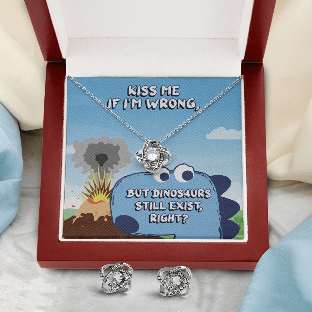 Kiss Me If I'm Wrong Love Knot Necklace & Earring Set Message Card