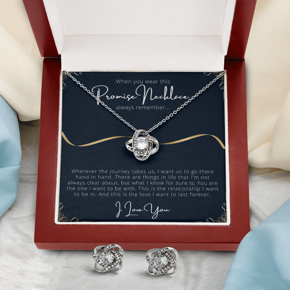 Promise Love Knot Earring & Necklace Set Message Card