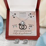 Bridesmaid Love Knot Earring & Necklace Set Message Card