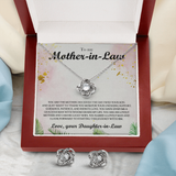 To My Mother-In-Law Love Knot Necklace & Earring Set Message Card