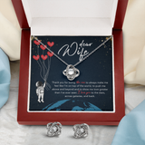 Dear Wife Love Knot Necklace & Earring Set Message Card