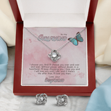 To My Girlfriend Love Knot Necklace & Earring Set Message Card