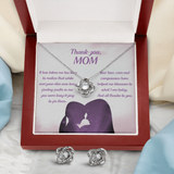 Thank You Mom Love Knot Earring & Necklace Set Message Card