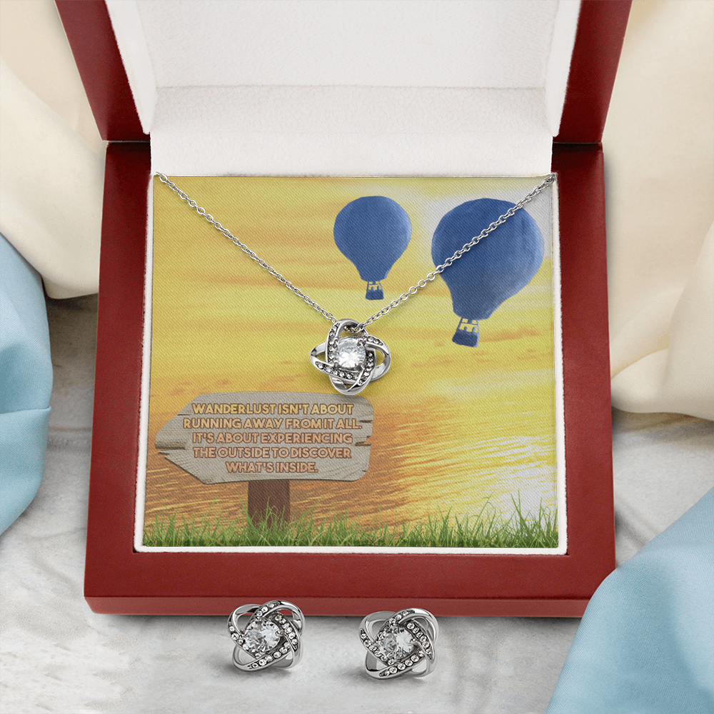 Wanderlust Love Knot Necklace & Earring Set Message Card