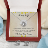 Happy New Years Love Knot Necklace & Earring Set Message Card