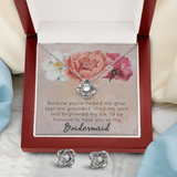 Bridesmaid Love Knot Earring & Necklace Set Message Card