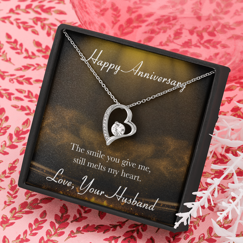 Happy Anniversary Forever Love Necklace Message Card