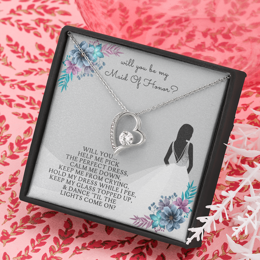 Maid of Honor Forever Love Necklace Message Card