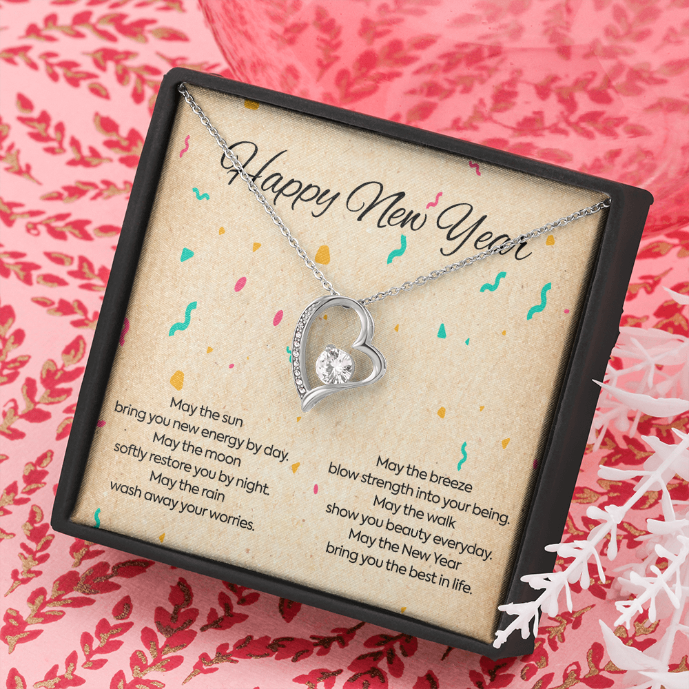 Happy New Year Forever Love Necklace Message Card