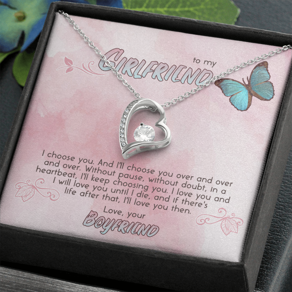 To My Girlfriend Forever Love Necklace Message Card