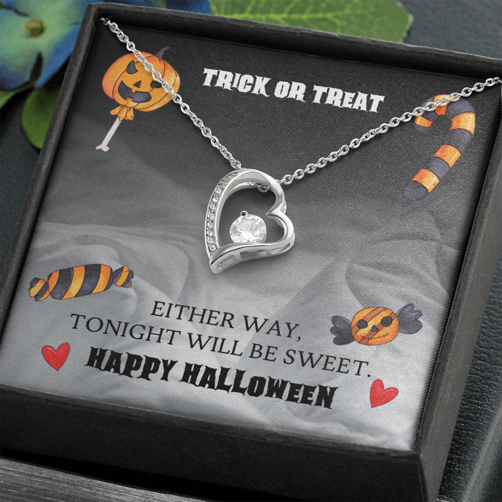 Trick Or Treat Forever Love Necklace Message Card