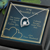 To My Beautiful Wife Forever Love Necklace Message Card