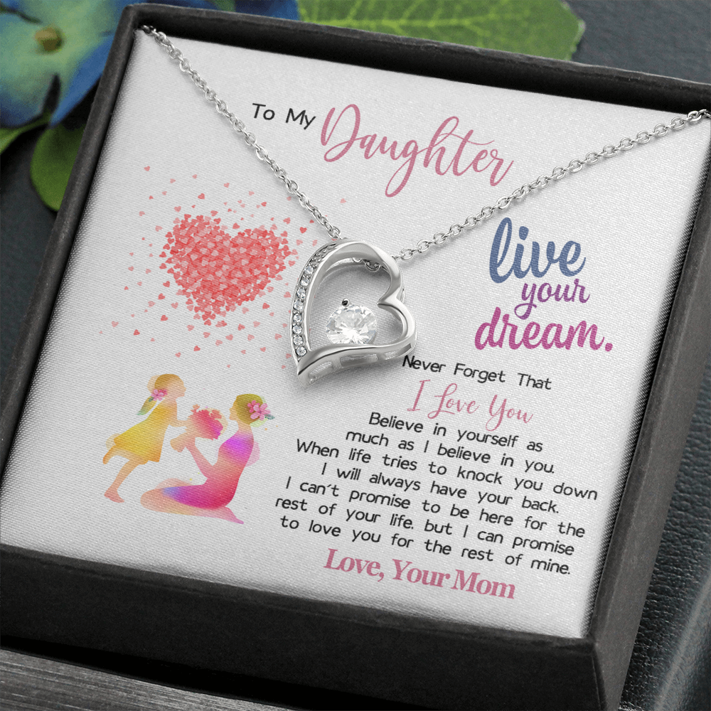To My Amazing Daughter Forever Love Necklace Message Card