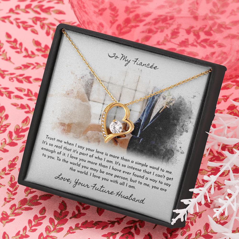To My Fiancée Forever Love Necklace Set Message Card