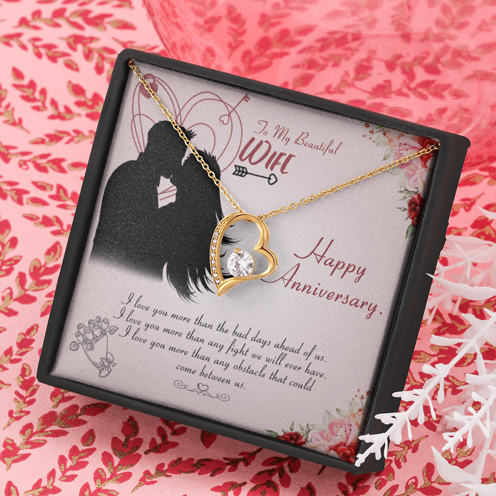 To My Beautiful Wife Forever Love Necklace Message Card