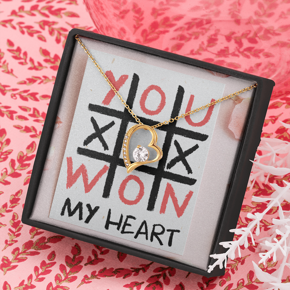 You Won My Heart Forever Love Necklace Message Card