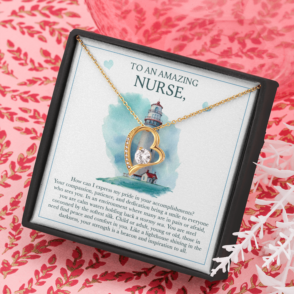 To An Amazing Nurse Forever Love Necklace Message Card