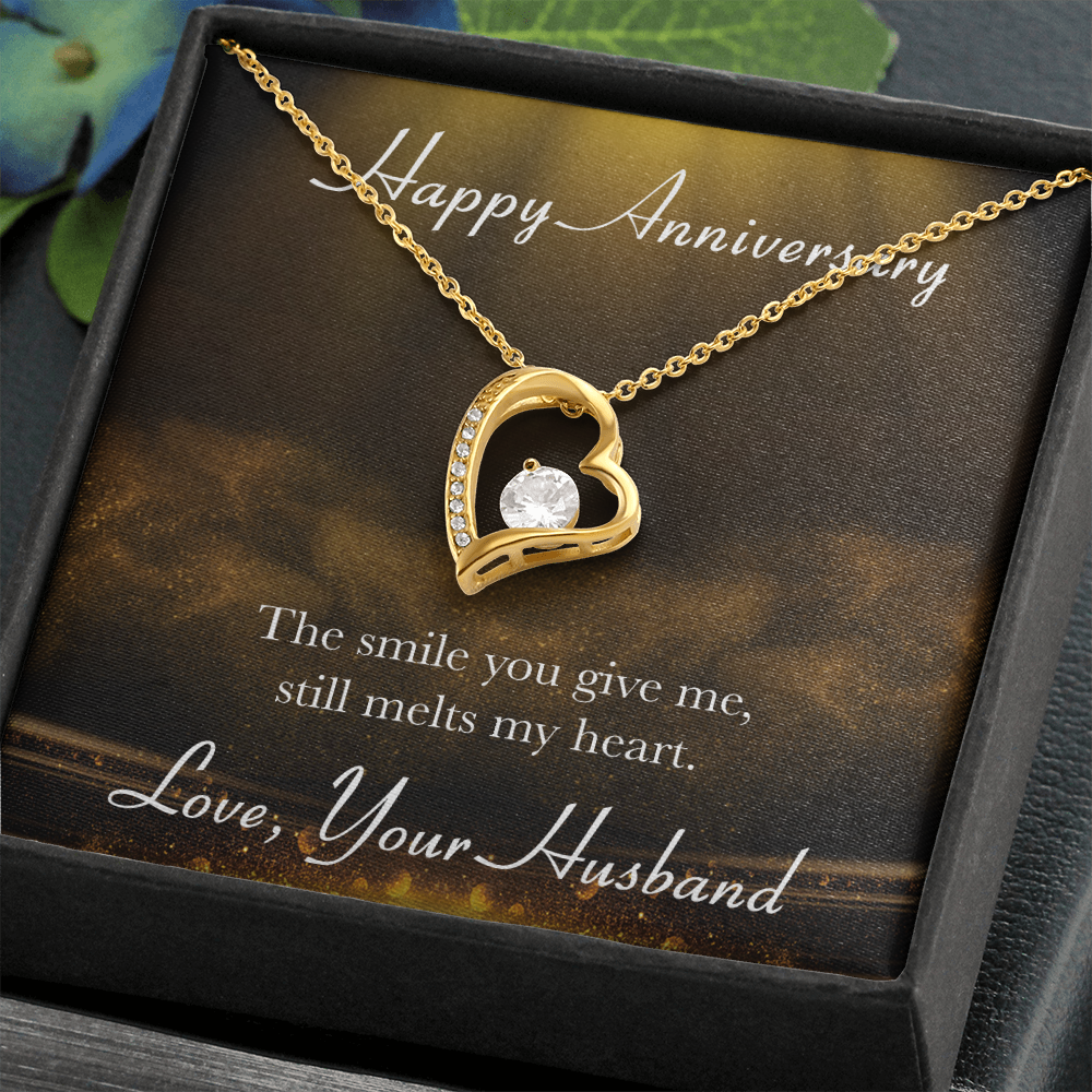 Happy Anniversary Forever Love Necklace Message Card