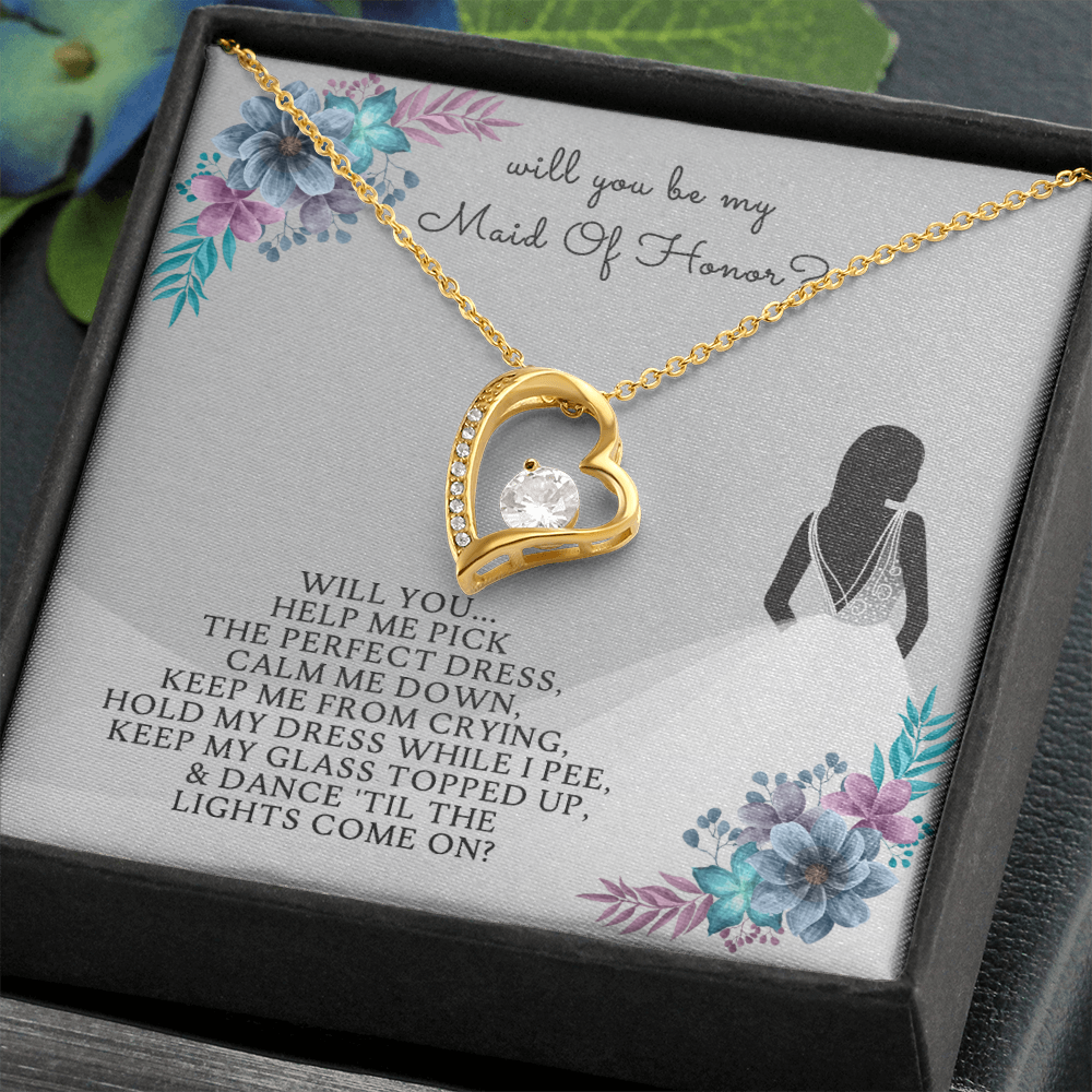 Maid of Honor Forever Love Necklace Message Card