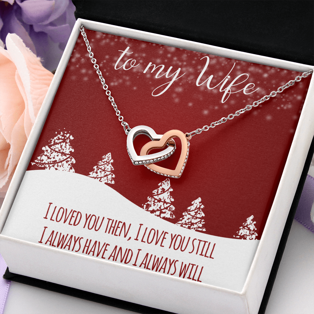To My Wife Interlocking Heart Necklace Message Card