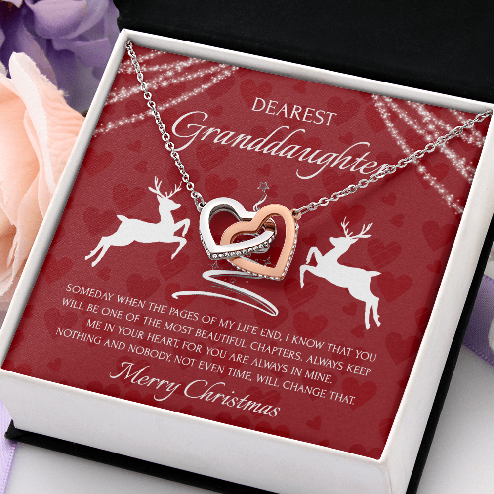 Dearest Granddaughter Interlocking Heart Necklace Message Card