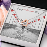 Happy Valentines Day Interlocking Heart Necklace Message Card