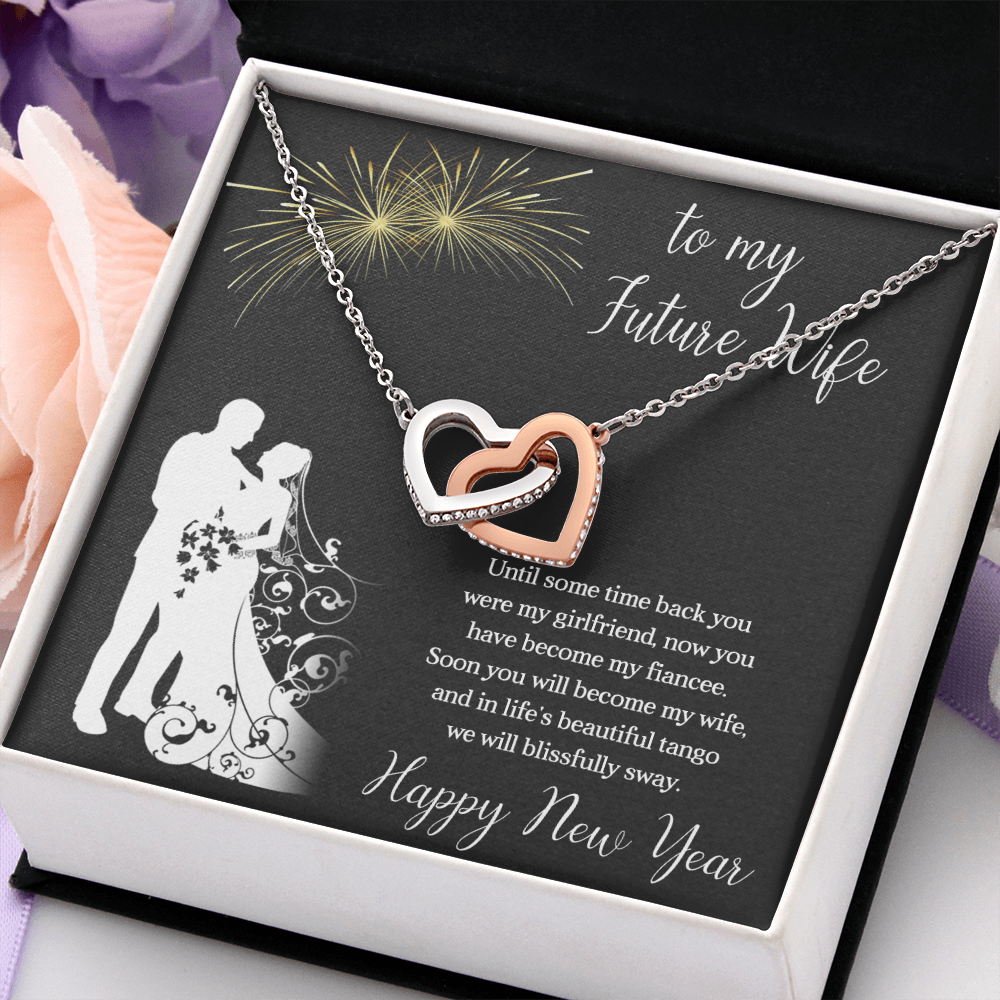 To My Future Wife Interlocking Heart Necklace Message Card