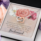 Bridesmaid Interlocking Heart Necklace Message Card
