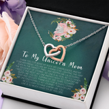 To My Unicorn Mom Interlocking Heart Necklace Message Card