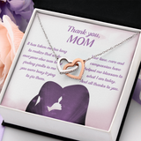 Thank You Mom Interlocking Heart Necklace Message Card