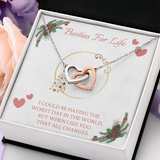 Besties Interlocking Heart Necklace Message Card