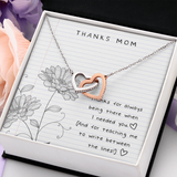 Thanks Mom Interlocking Heart Necklace Message Card