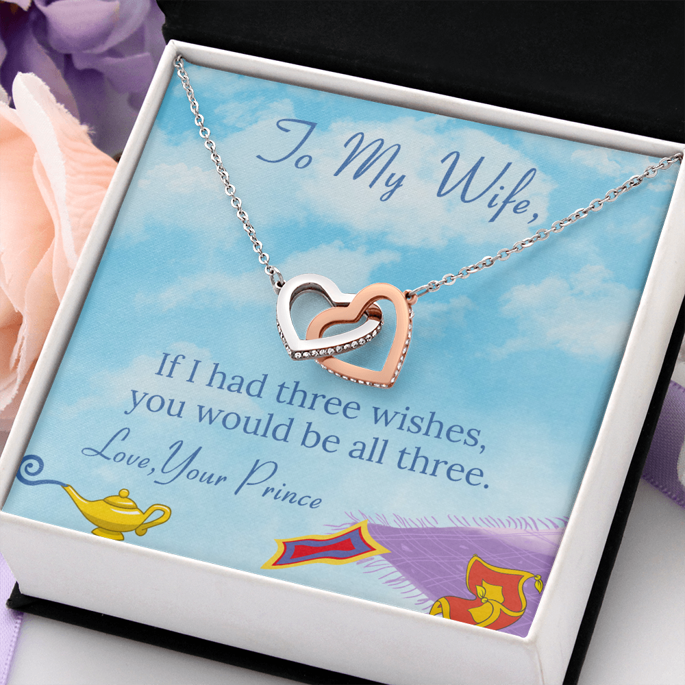 To My Wife Interlocking Heart Necklace Message Card