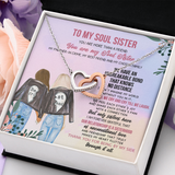 To My Soul Sister Interlocking Heart Necklace Message Card